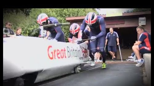 Fast & intense olympic bobsleigh training in action - team gb