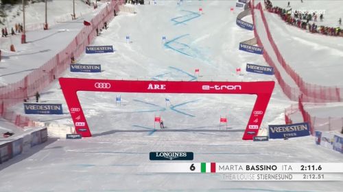 Marta bassino nel gigante di are tiene la quarta posizione coi denti, rivivila