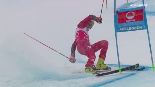 Stefan brennsteiner cade nella 2ª manche di adelboden. il video del ritiro del pettorale rosso di gigante.
