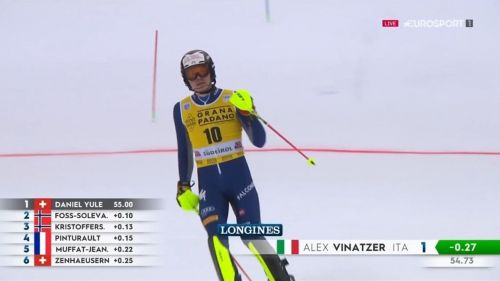 La 1a manche vincente di alex vinatzer in alta badia.