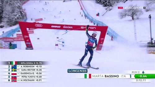 Marta bassino sul podio del gigante sulla erta di kronplatz. rivedi la sua gara