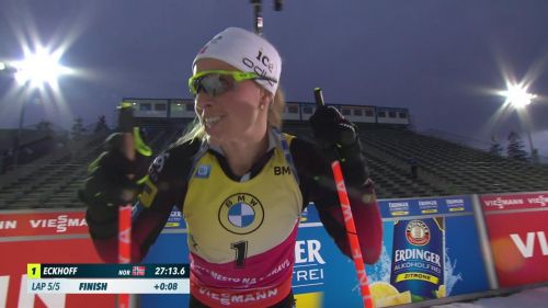 Tiril eckhoff domina anche l'inseguimento di nove mesto: al traguardo è incontenibile