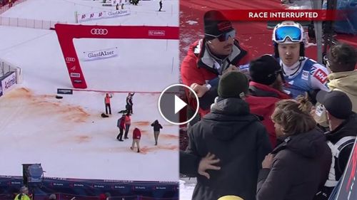 Contestatori bloccano la gara, henrik kristoffersen furioso!