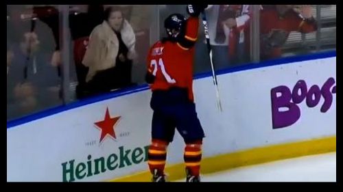 Trocheck hits the post then celebrates thinking he scored